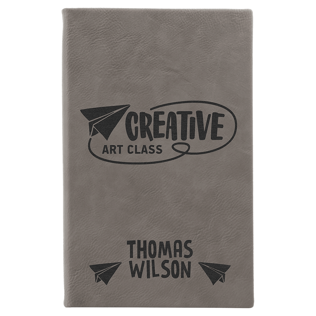 5 1/4" x 8 1/4" Laserable Leatherette Sketch Book with Unlined Notepad
