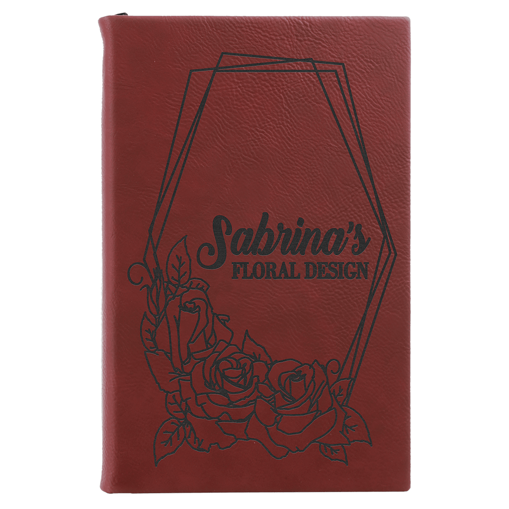 5 1/4" x 8 1/4" Laserable Leatherette Sketch Book with Unlined Notepad