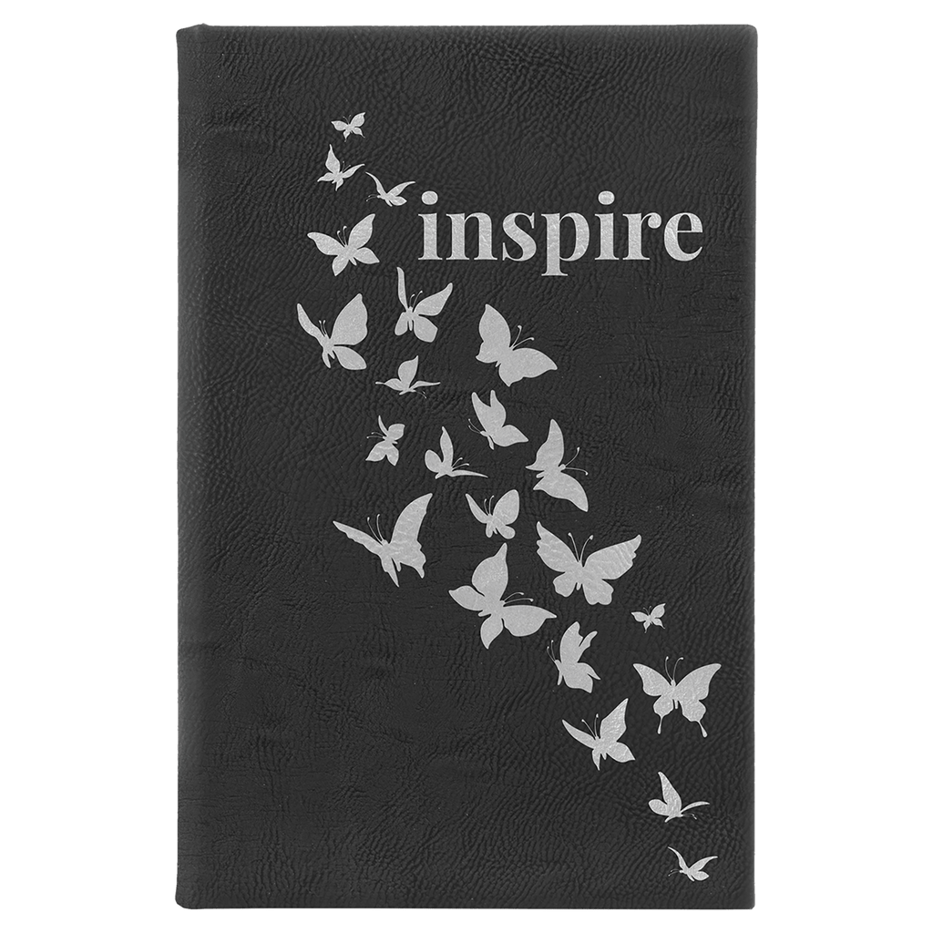 5 1/4" x 8 1/4"/Silver Laserable Leatherette Sketch Book with Unlined Notepad