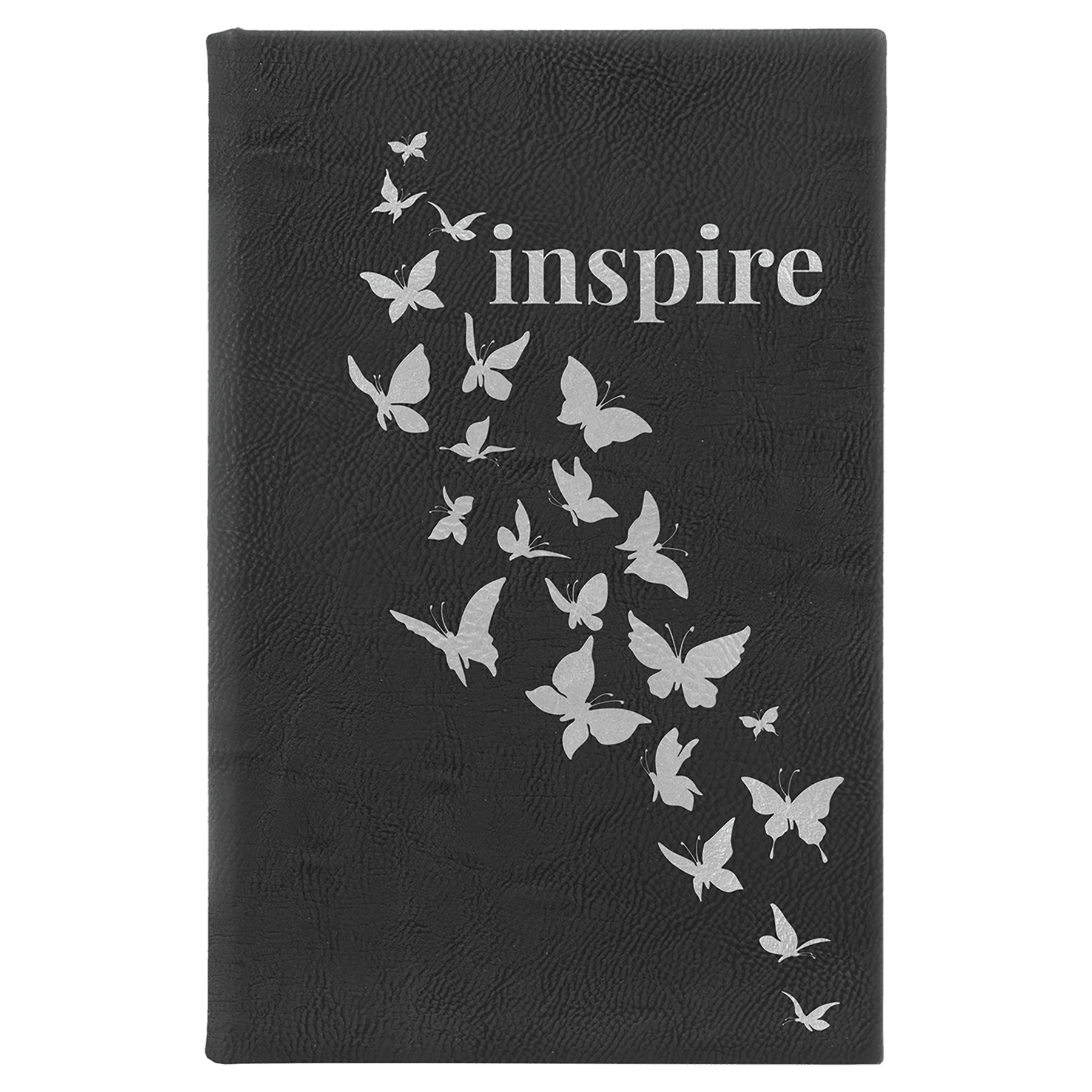 5 1/4" x 8 1/4"/Silver Laserable Leatherette Sketch Book with Unlined Notepad
