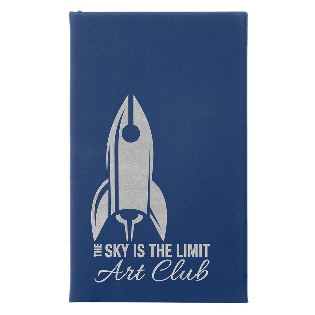 5 1/4" x 8 1/4"/Silver Laserable Leatherette Sketch Book with Unlined Notepad