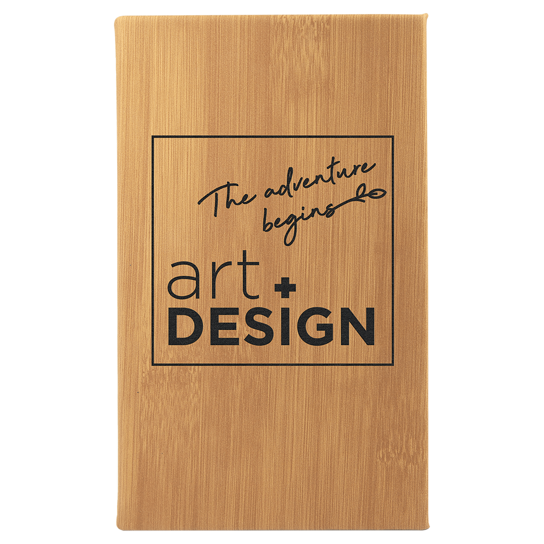 5 1/4" x 8 1/4" Bamboo Laserable Leatherette Sketch Book with Unlined Notepad