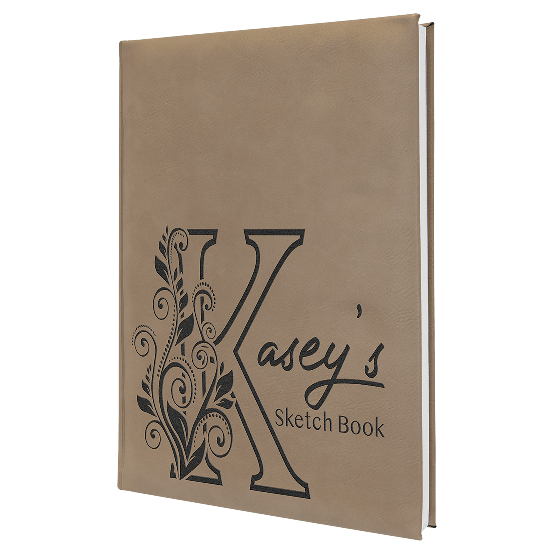 7" x 9 3/4" Light Laserable Leatherette Sketch Book with Unlined Notepad