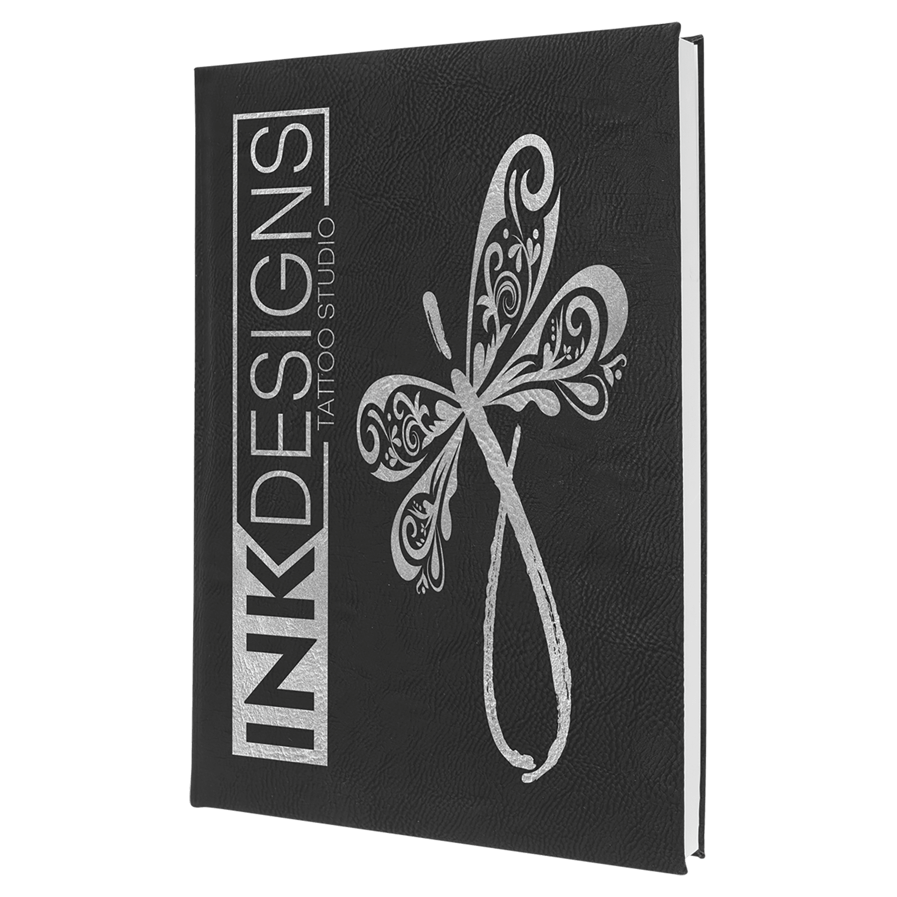 7" x 9 3/4"/Silver Laserable Leatherette Sketch Book with Unlined Notepad