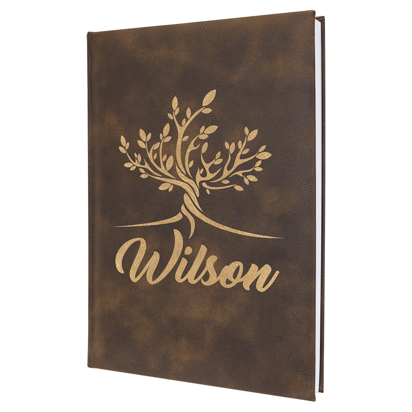 7" x 9 3/4" Rustic/Gold Laserable Leatherette Sketch Book with Unlined Note pad