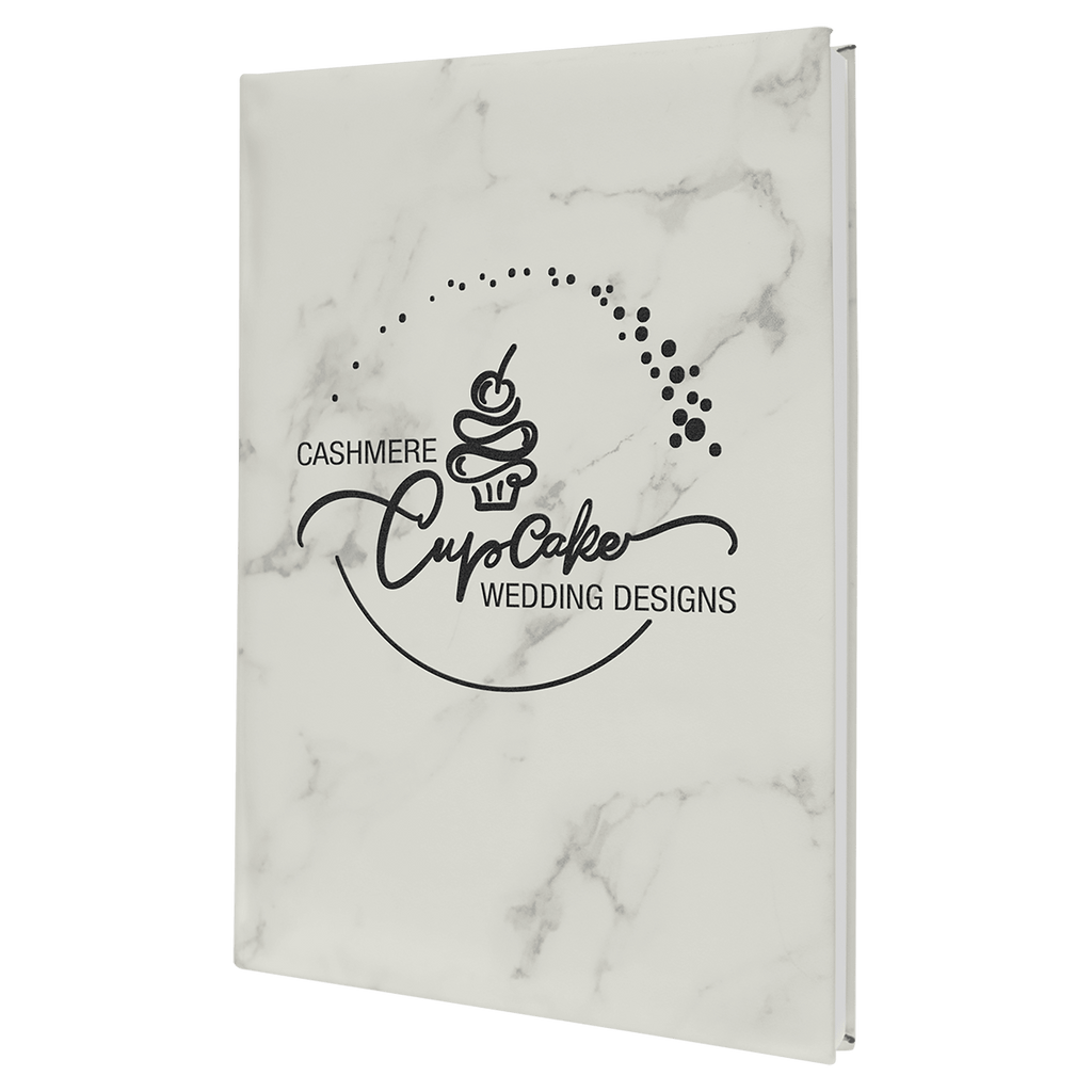 7" x 9 3/4" Marble Laserable Leatherette Sketch Book with Unlined Notepad