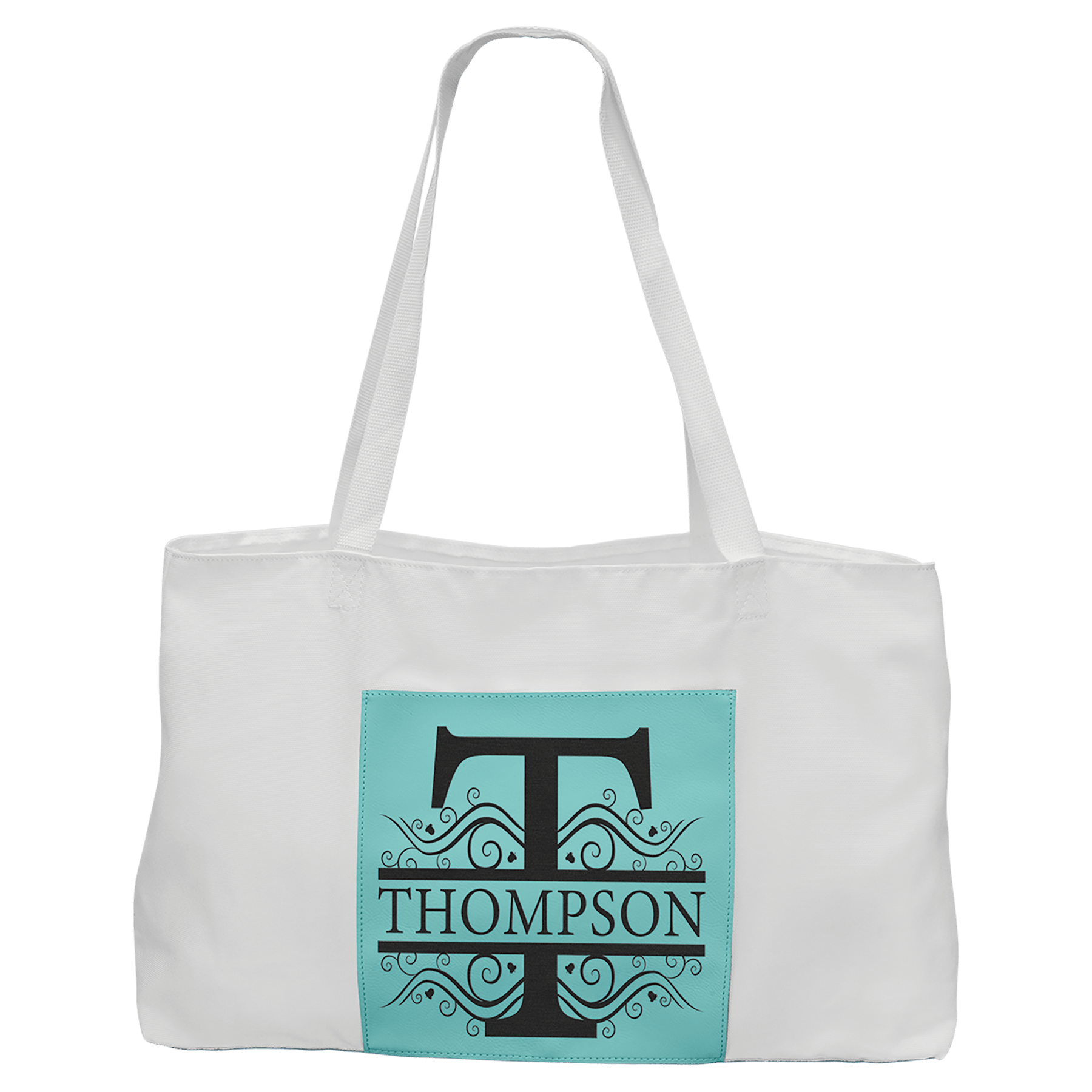 19" x 12" White Bag with 5" Laserable Leatherette Gusset