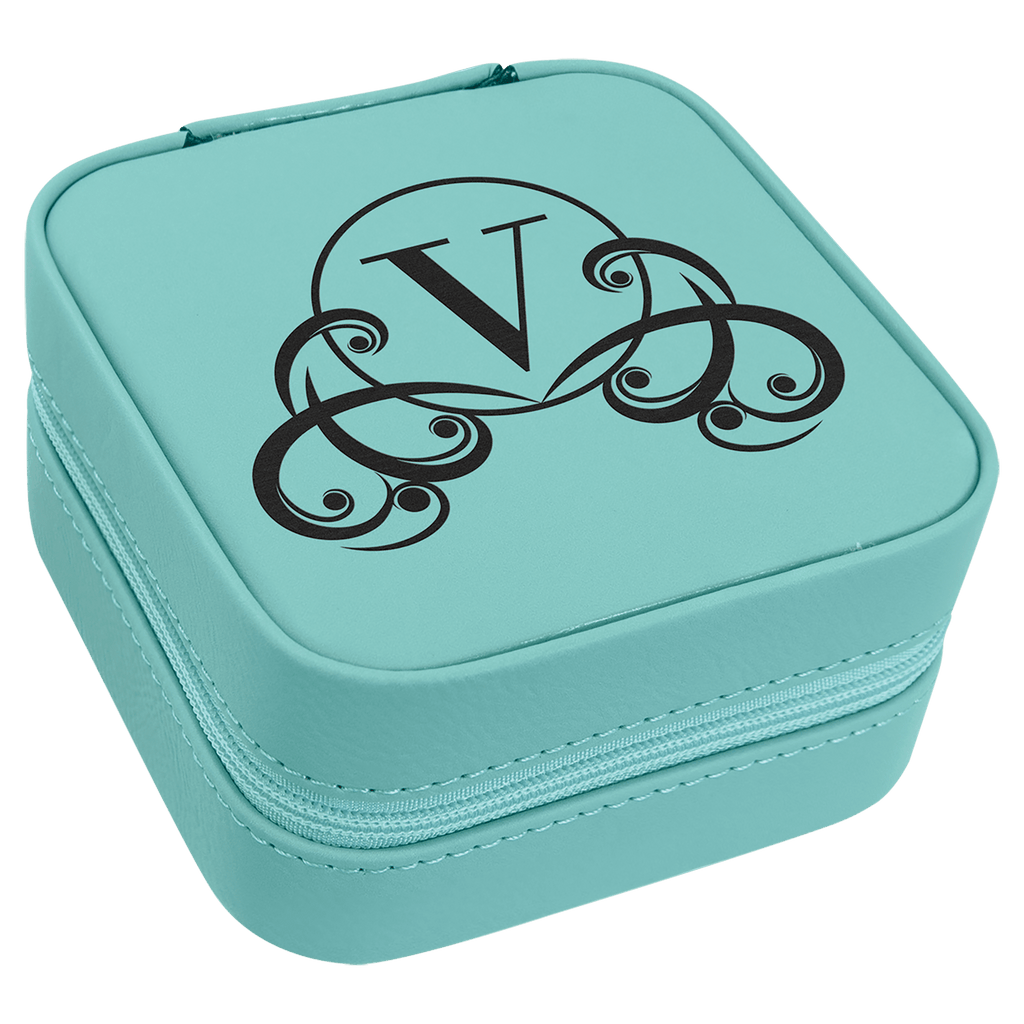 4" X 4" Teal Laserable Leatherette Travel Jewelry Box with Lining
