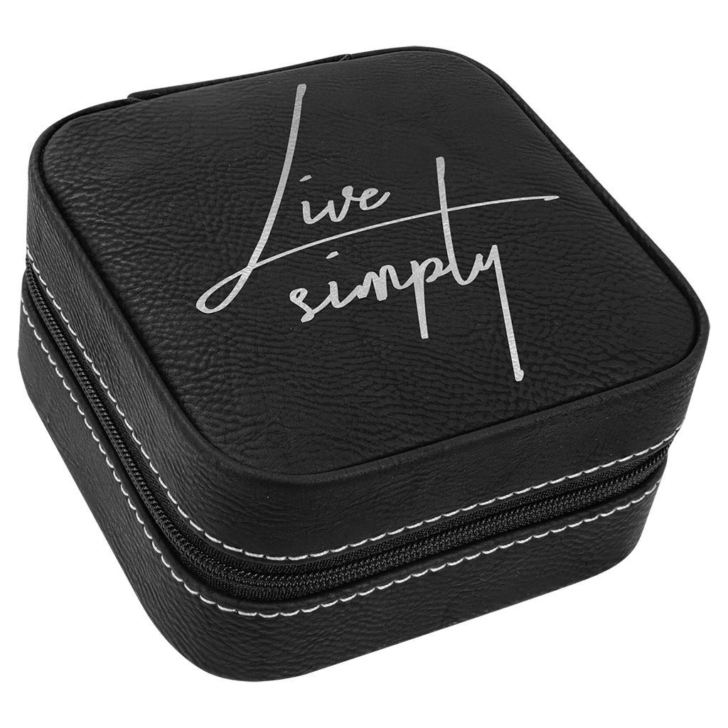 4" X 4"/Silver Laserable Leatherette Travel Jewelry Box with Black Lining