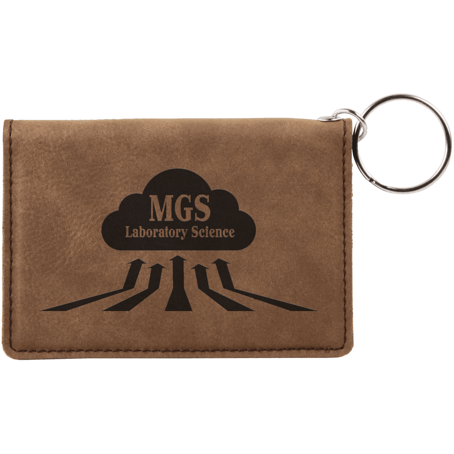 4 1/4" x 3" Dark Laserable Leatherette Keychain ID Holder