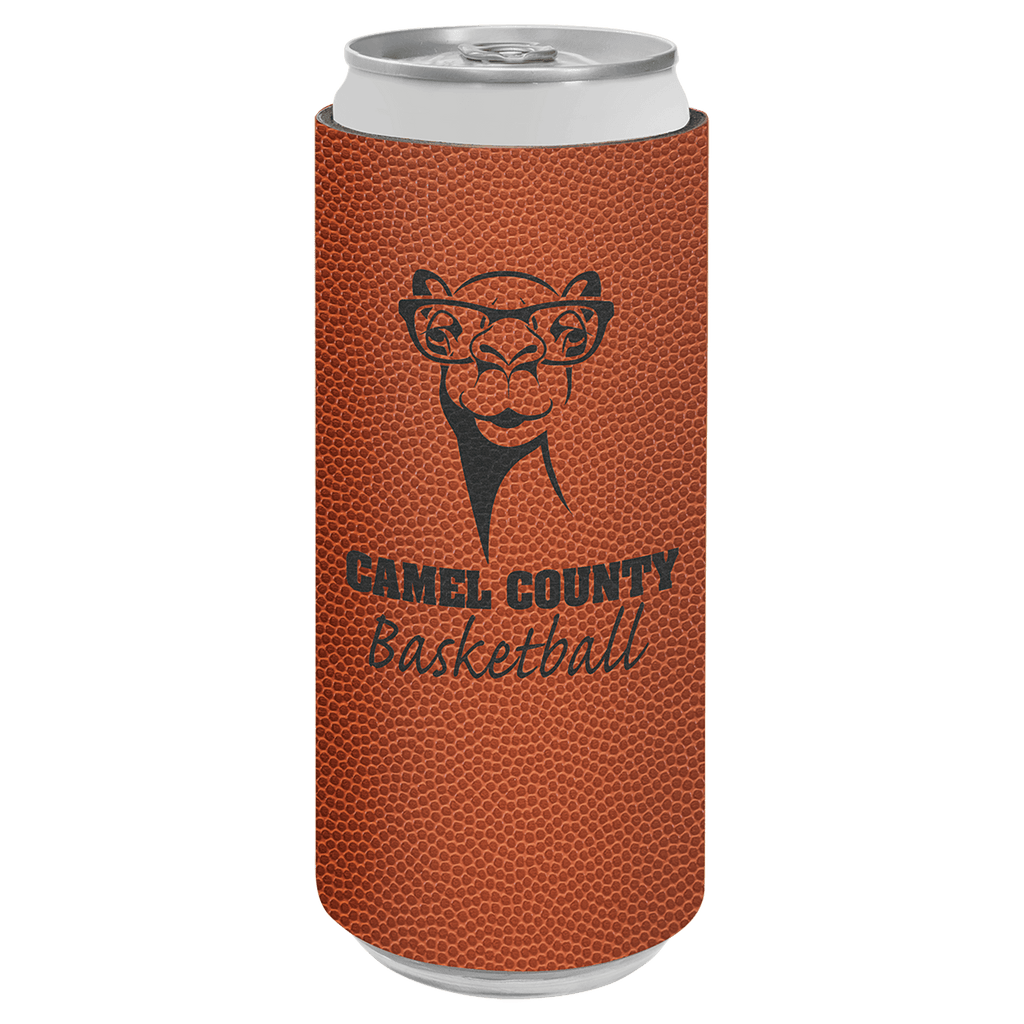 Basketball Laserable Leatherette Slim Beverage Holder
