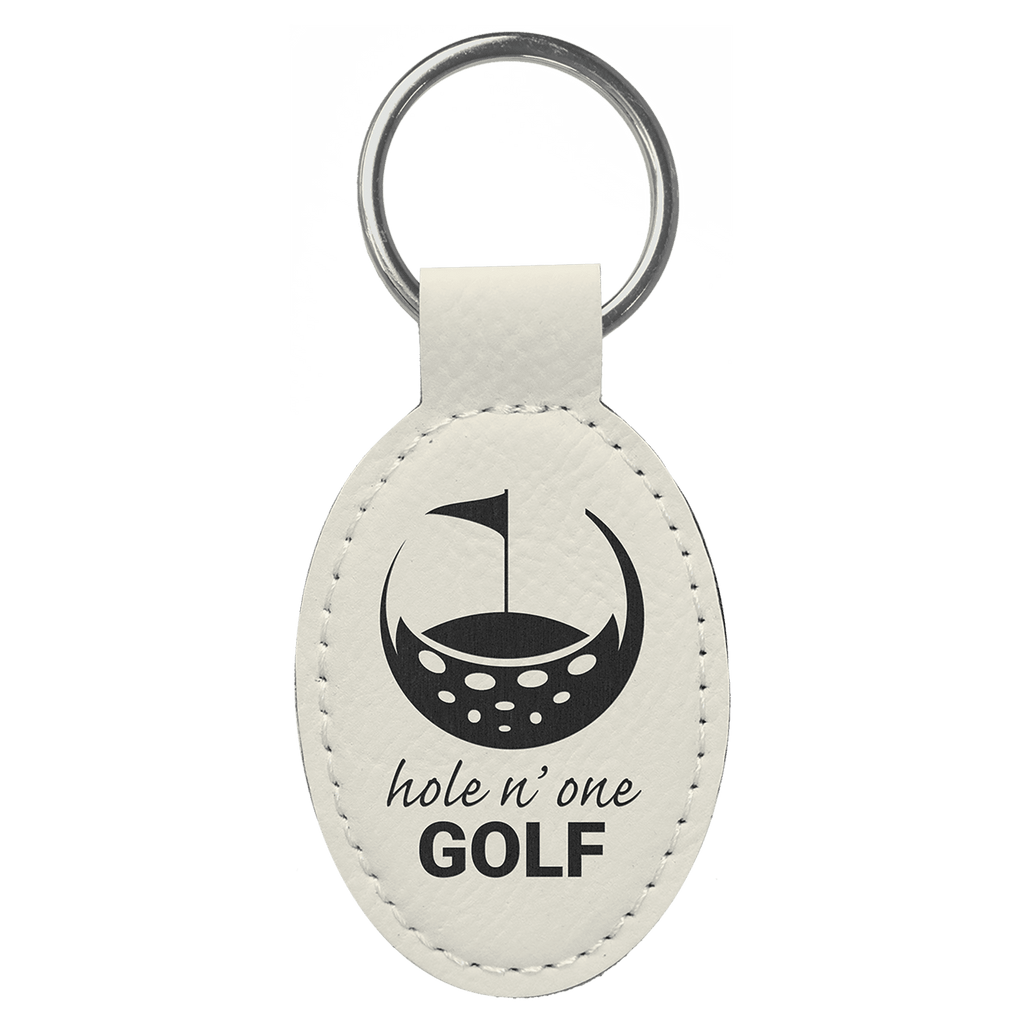 3" x 1 3/4" Laserable Leatherette Oval Keychain