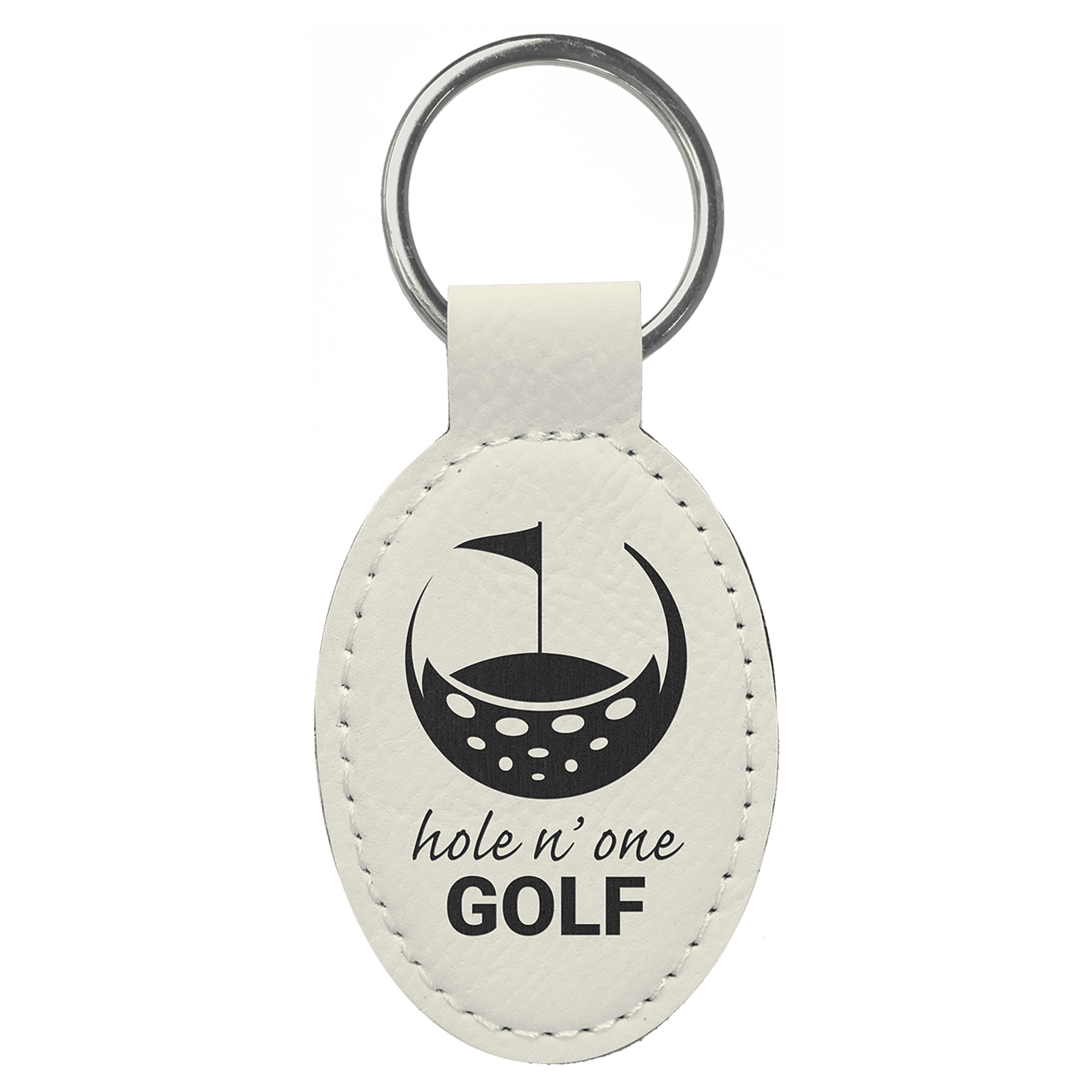3" x 1 3/4" Laserable Leatherette Oval Keychain