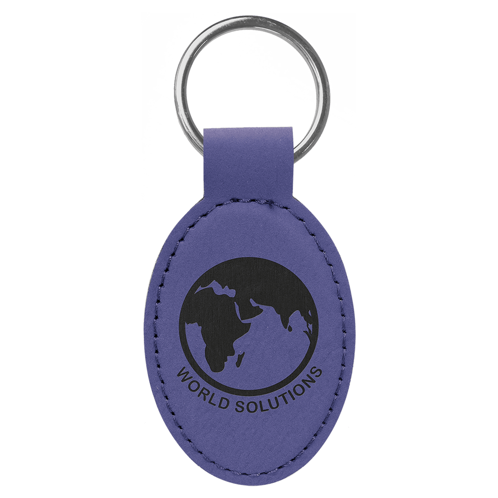 3" x 1 3/4" Laserable Leatherette Oval Keychain