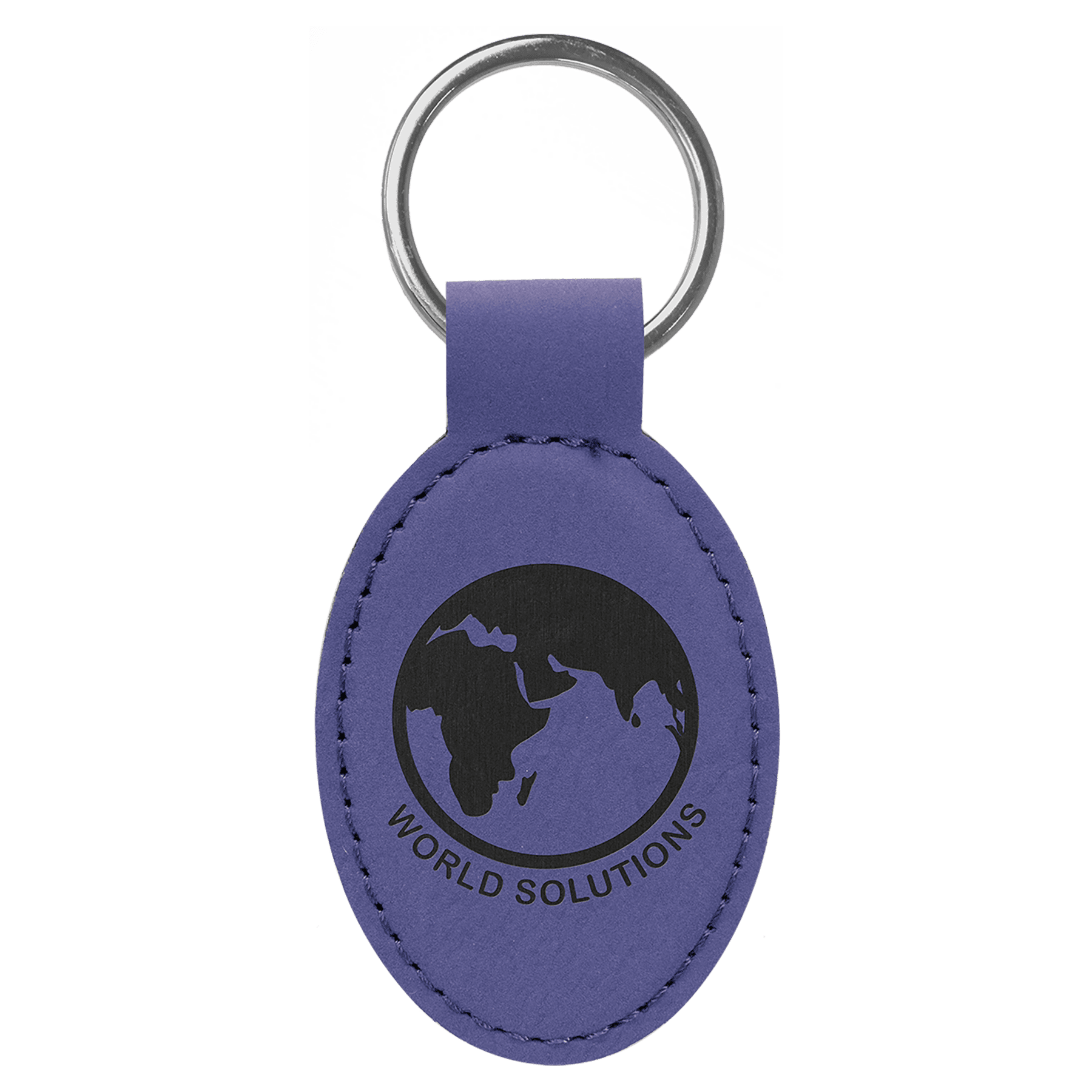 3" x 1 3/4" Laserable Leatherette Oval Keychain