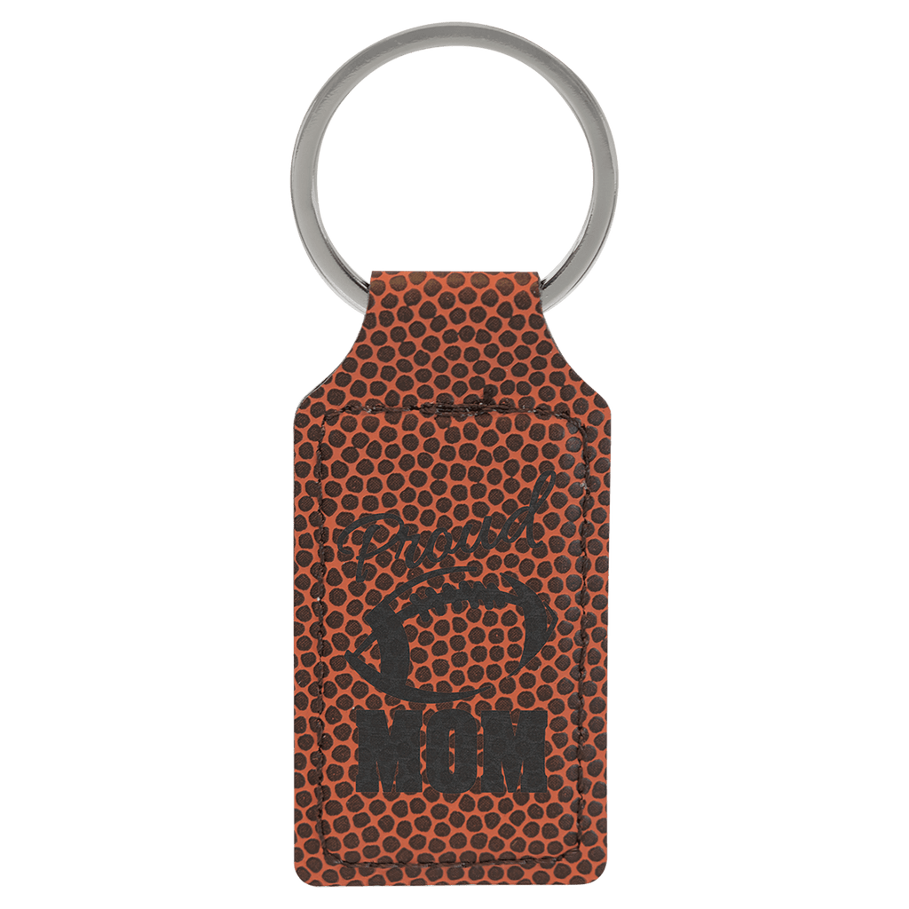 2 3/4" x 1 1/4" Football Laserable Leatherette Rectangle Keychain