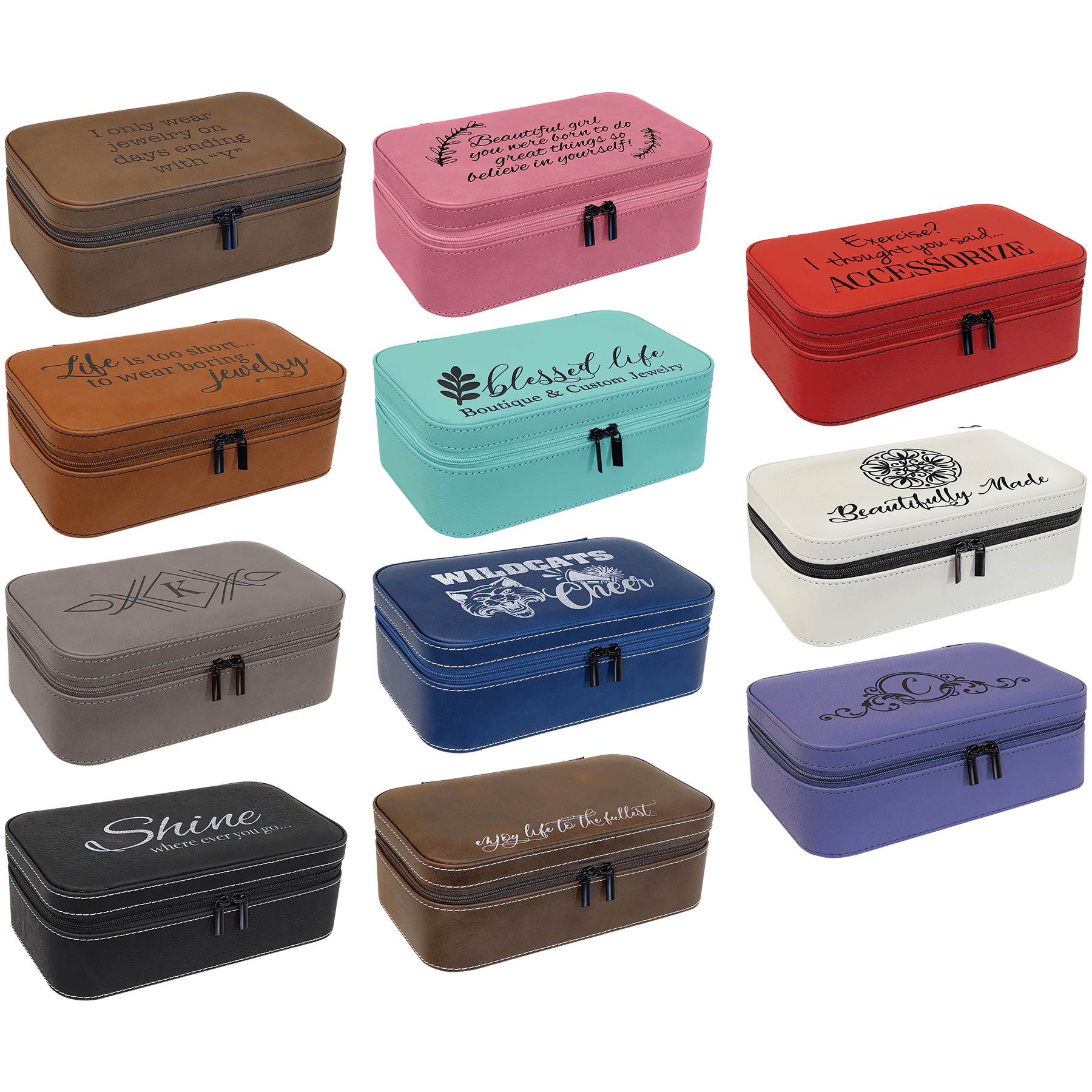 7 1/2" X 4 1/2" Laserable Leatherette Jewelry Box Sample Set