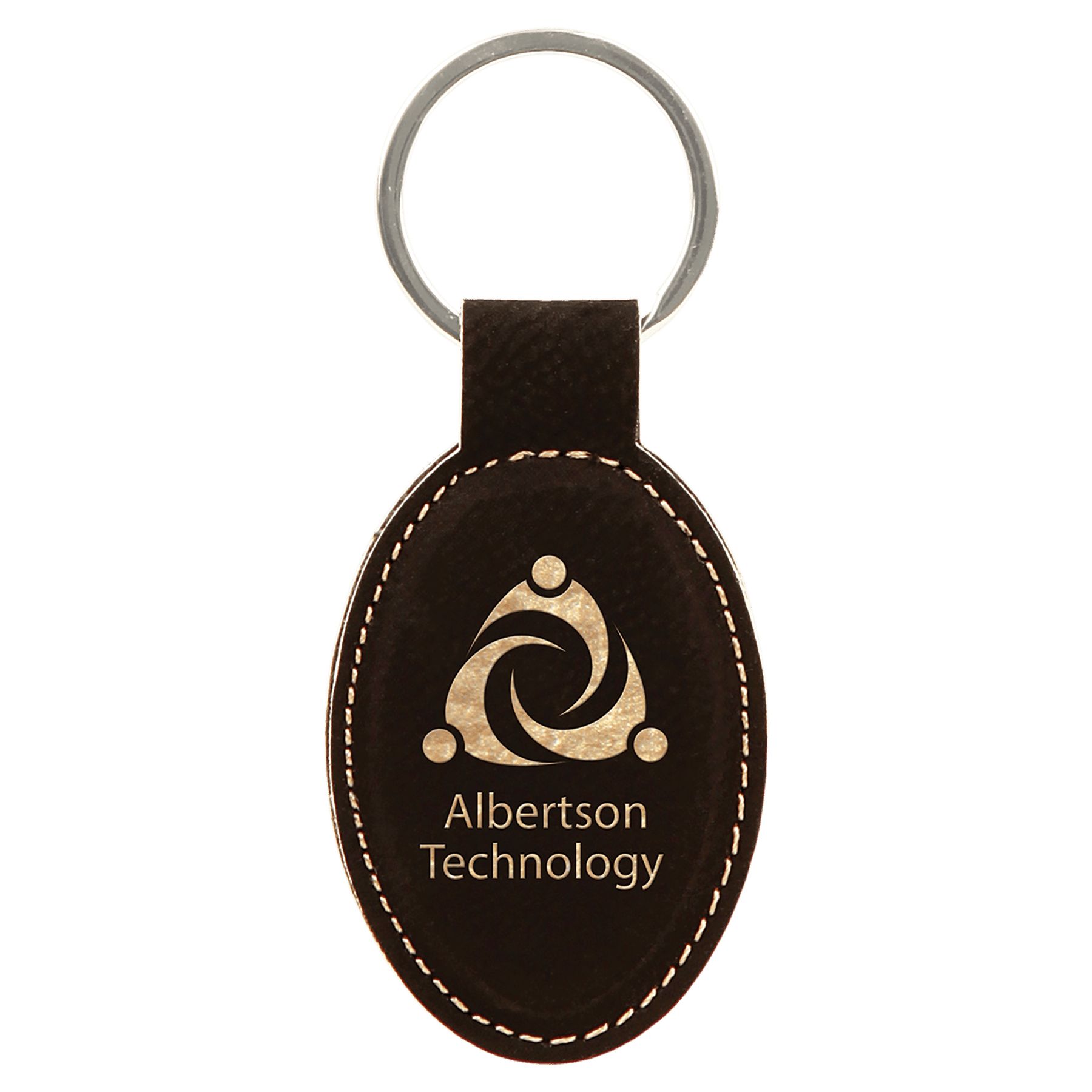 3" x 1 3/4"/Gold Laserable Leatherette Oval Keychain