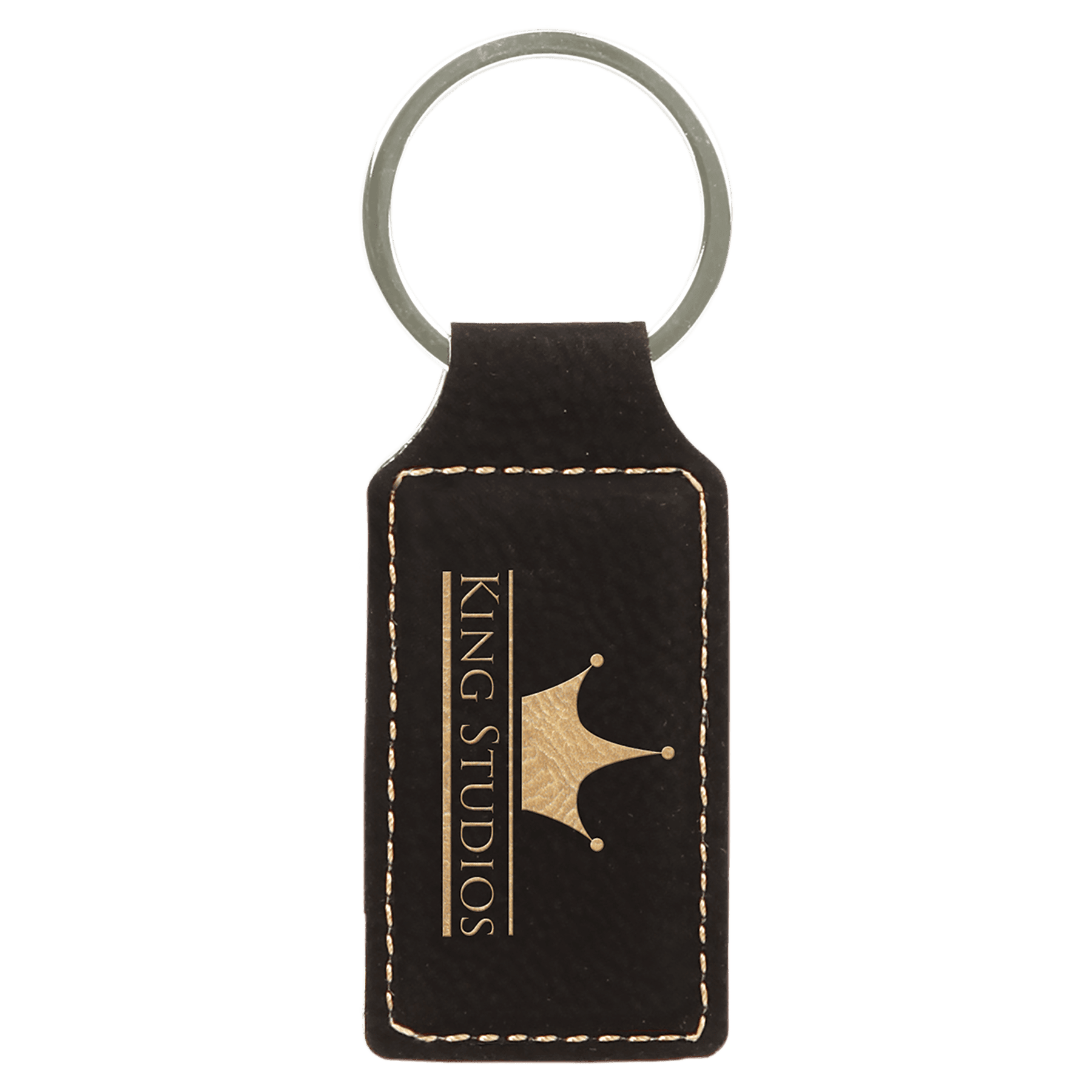 2 3/4" x 1 1/4"/Gold Laserable Leatherette Rectangle Keychain