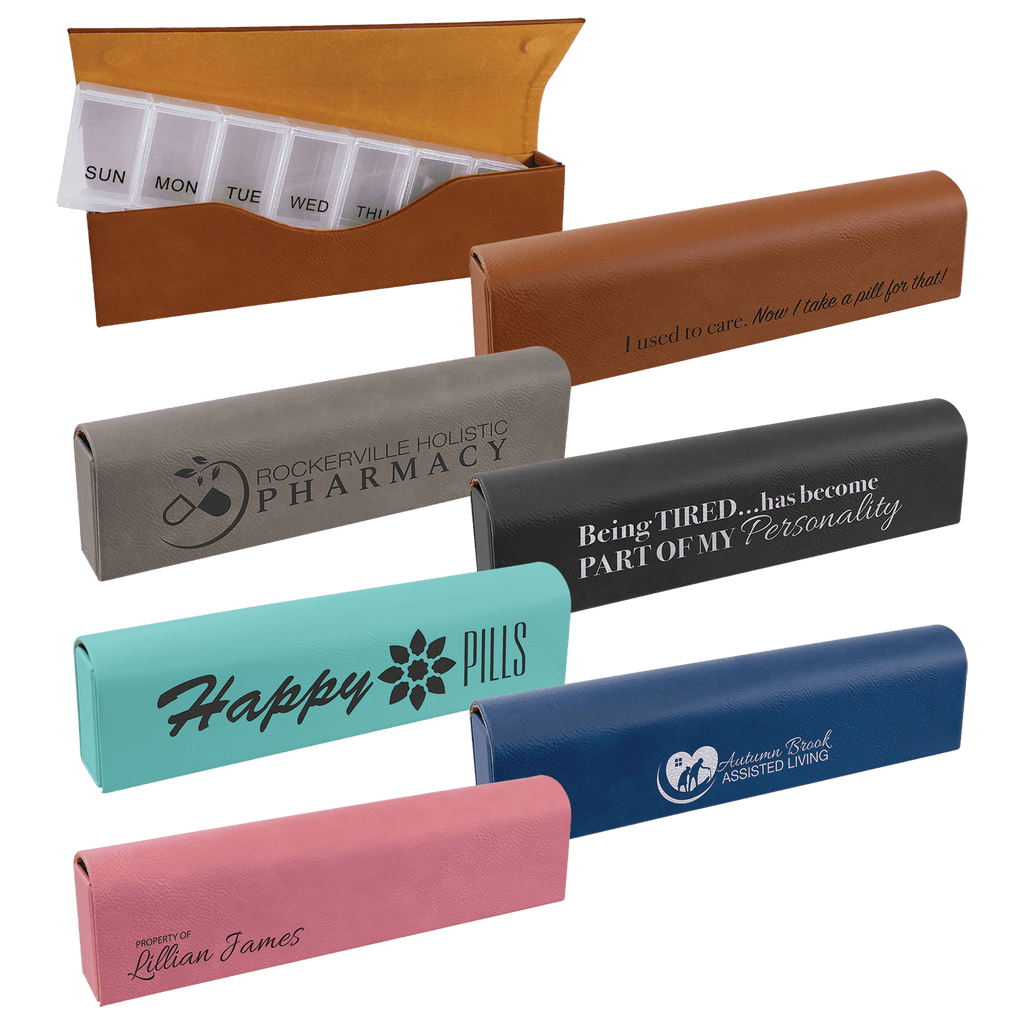 9 3/4" x 2 1/2" Laserable Leatherette Pill Box Sample Set
