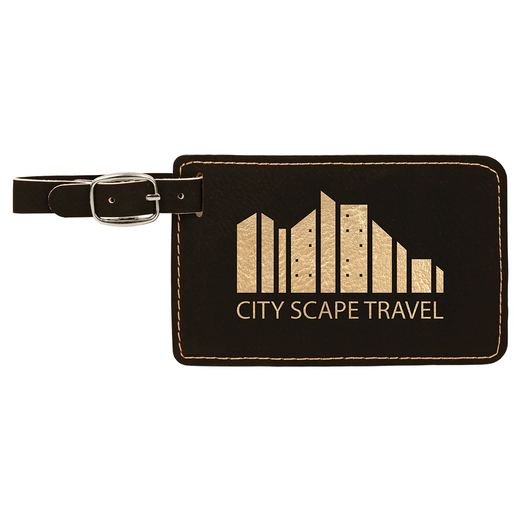 4 1/4" x 2 3/4"/Gold Laserable Leatherette Luggage Tag
