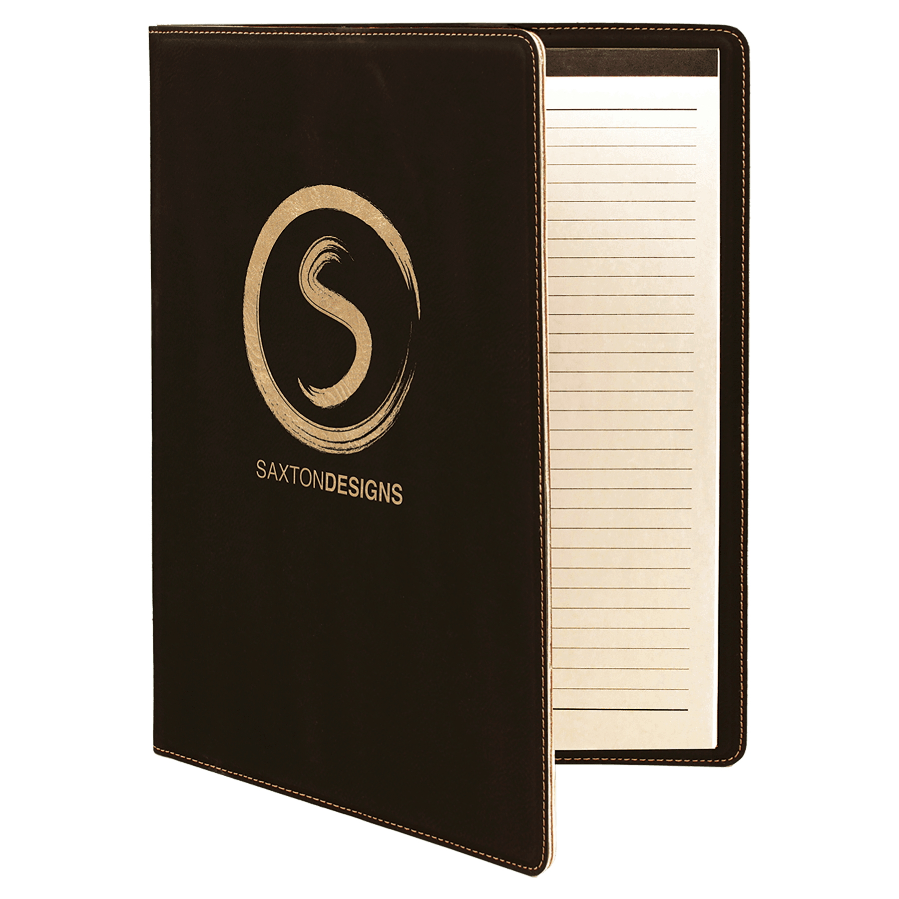 9 1/2" x 12"/Gold Laserable Leatherette Portfolio with Notepad