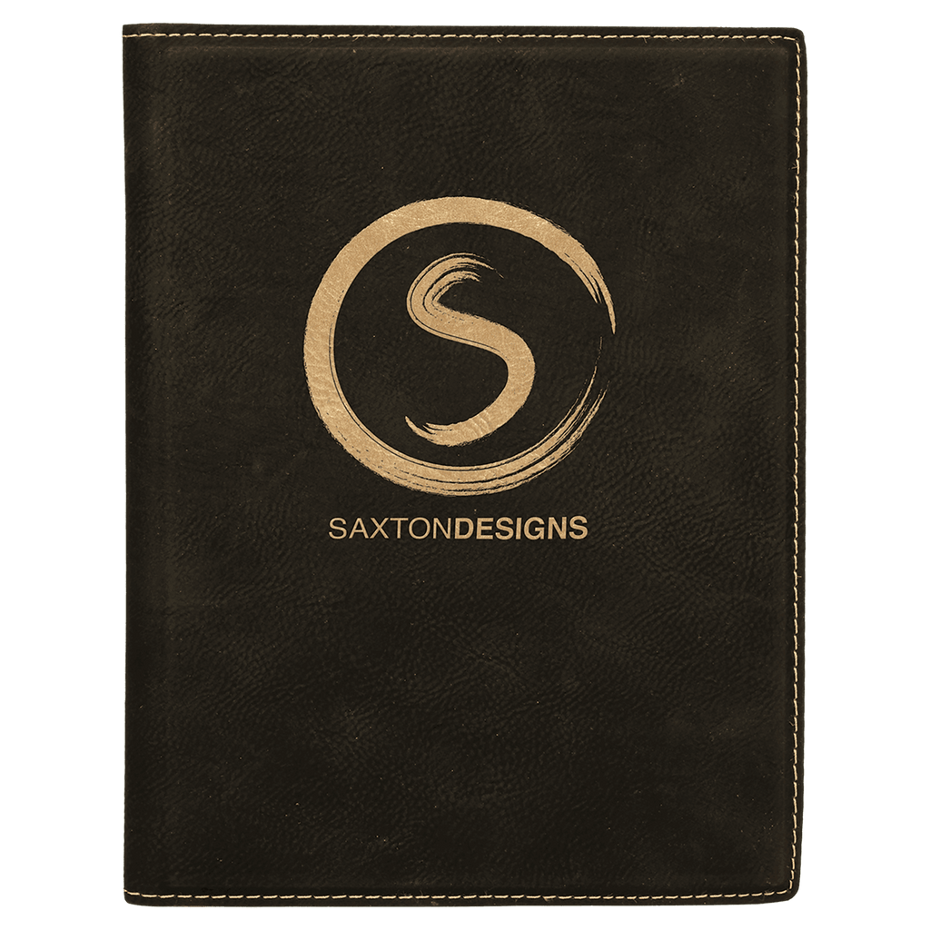 7" x 9"/Gold Laserable Leatherette Small Portfolio with Notepad