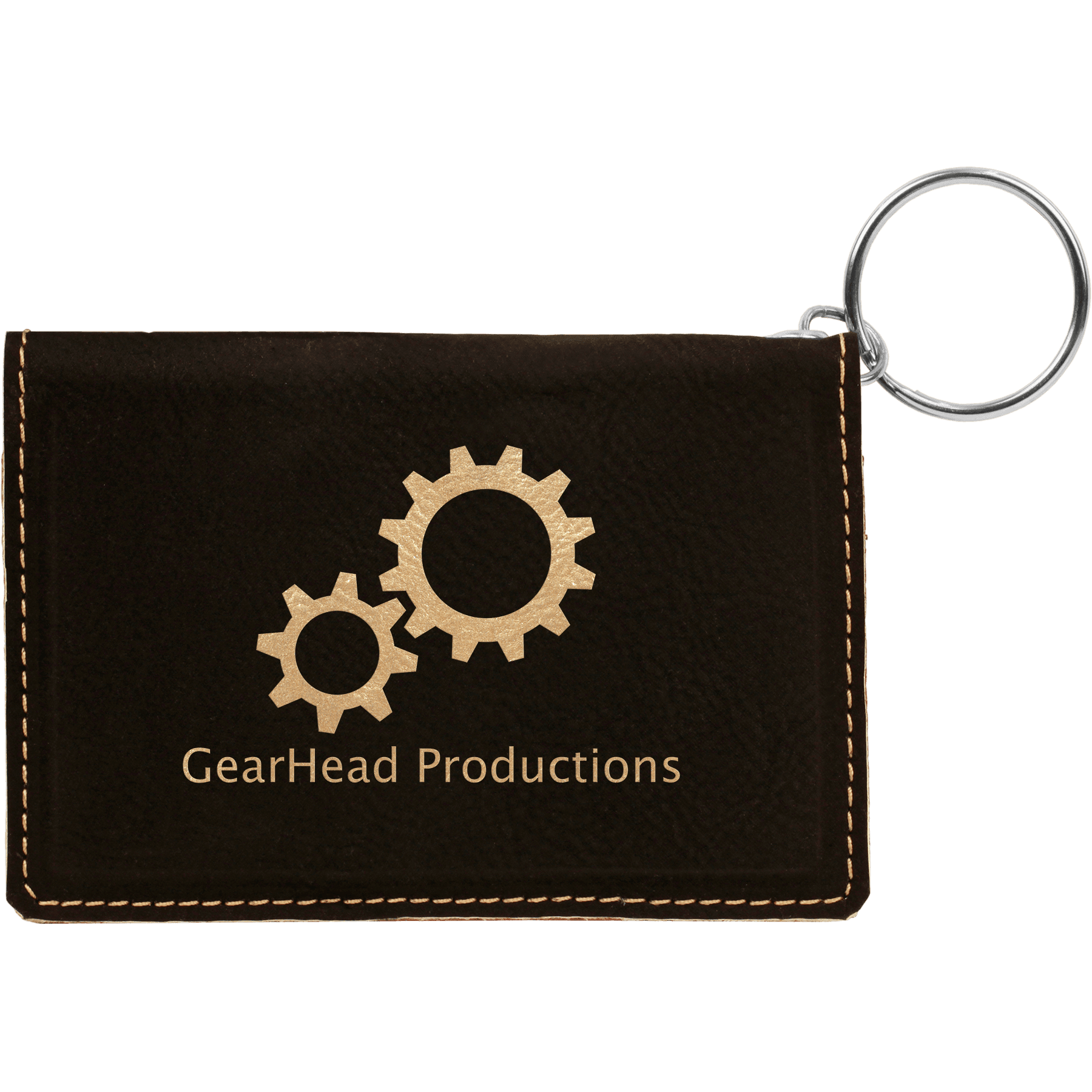 4 1/4" x 3"/Gold Laserable Leatherette Keychain ID Holder