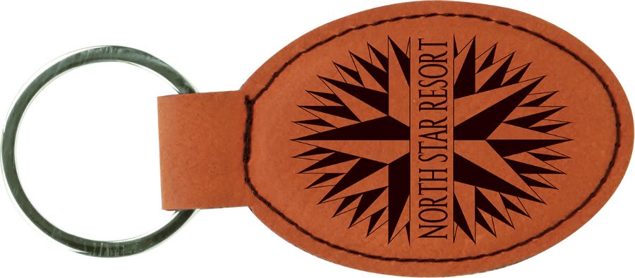 3" x 1 3/4" Rawhide Laserable Leatherette Oval Keychain