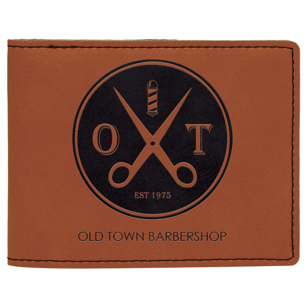 4 1/2" x 3 1/2" Rawhide Laserable Leatherette Bifold Wallet