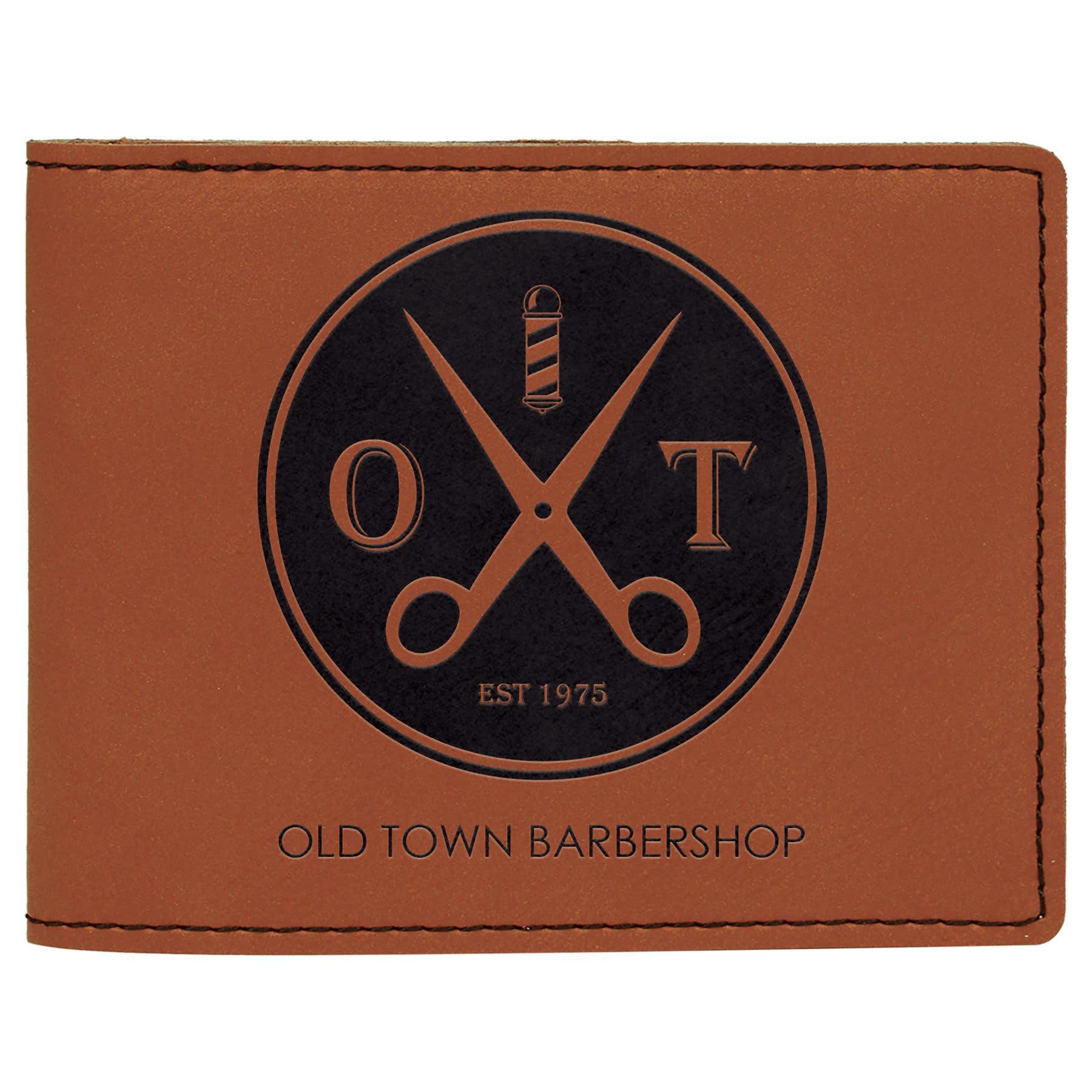 4 1/2" x 3 1/2" Rawhide Laserable Leatherette Bifold Wallet