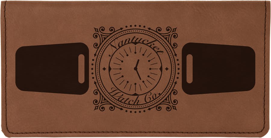 6 3/4" x 3 1/2" Dark Laserable Leatherette Checkbook Cover