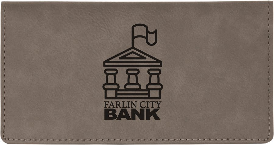 6 3/4" x 3 1/2" Laserable Leatherette Checkbook Cover