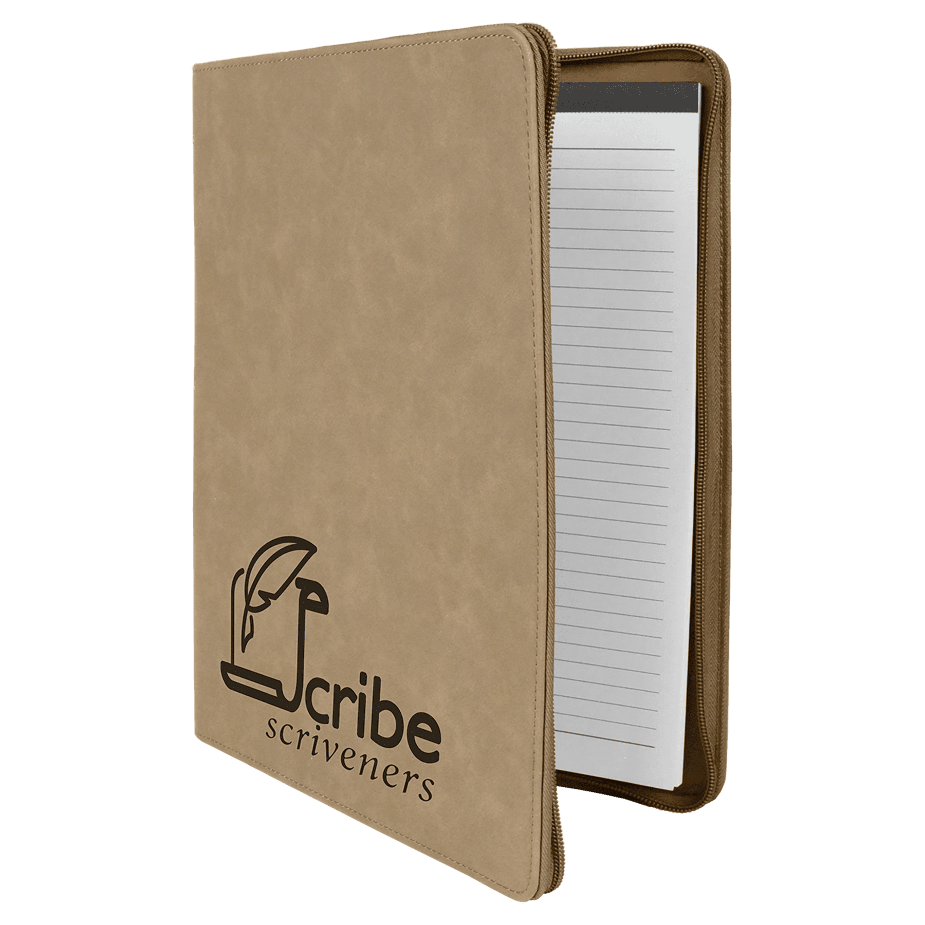 9 1/2" x 12" Light w/ Zipper Laserable Leatherette Portfolio with Notepad