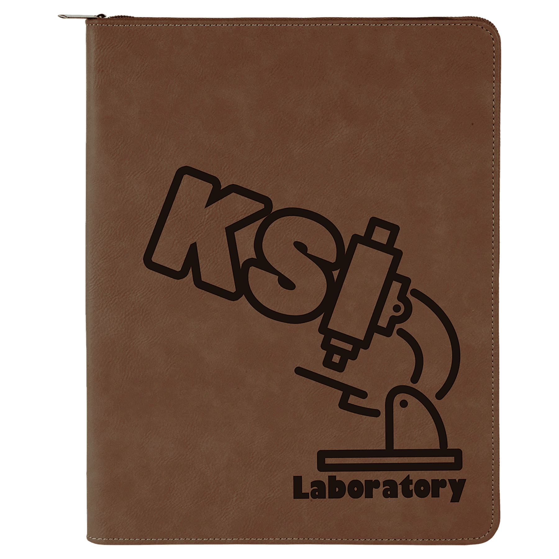 9 1/2" x 12" Dark with Zipper Laserable Leatherette Portfolio with Notepad