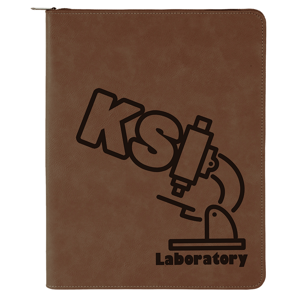 9 1/2" x 12" Dark with Zipper Laserable Leatherette Portfolio with Notepad