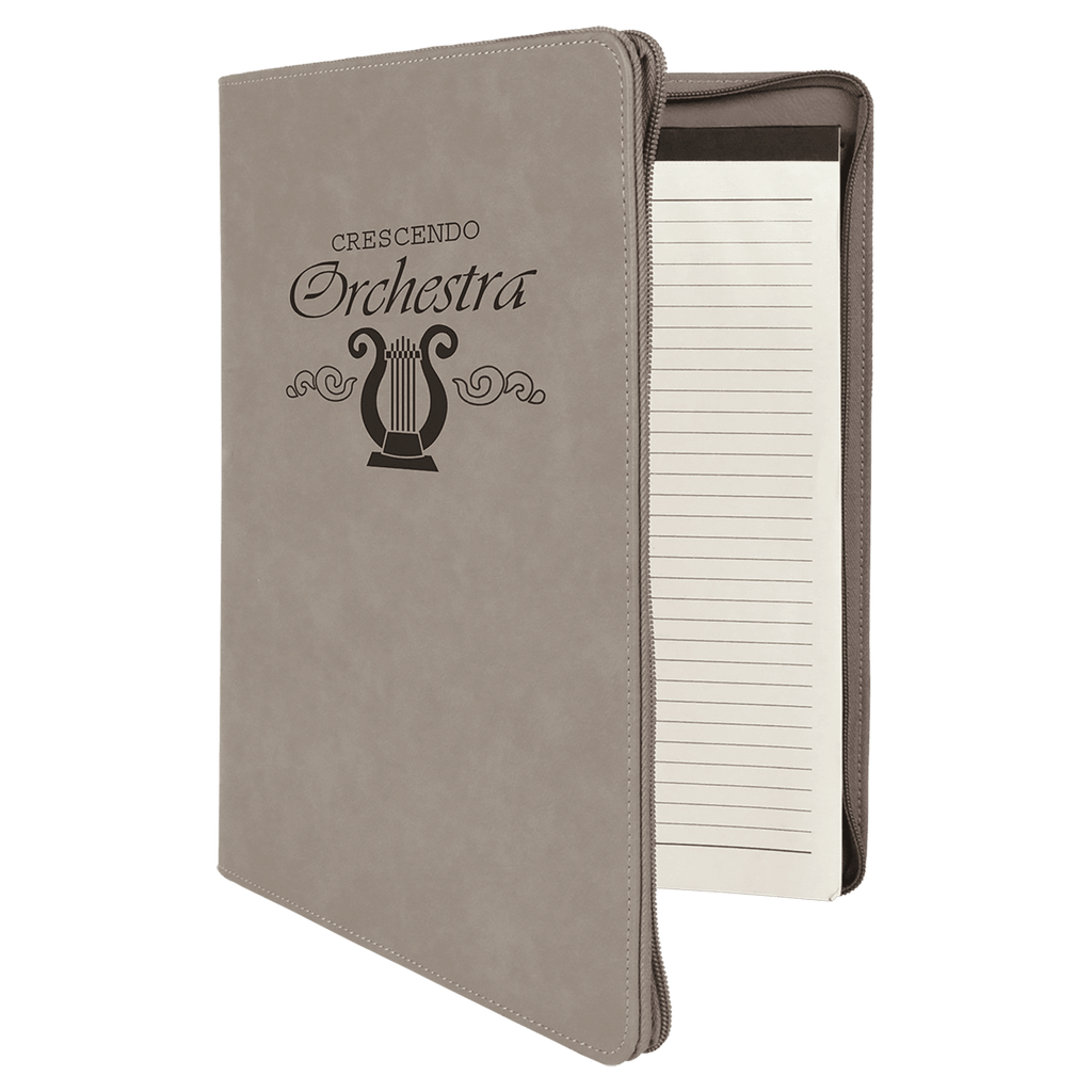9 1/2" x 12" with Zipper Laserable Leatherette Portfolio with Notepad