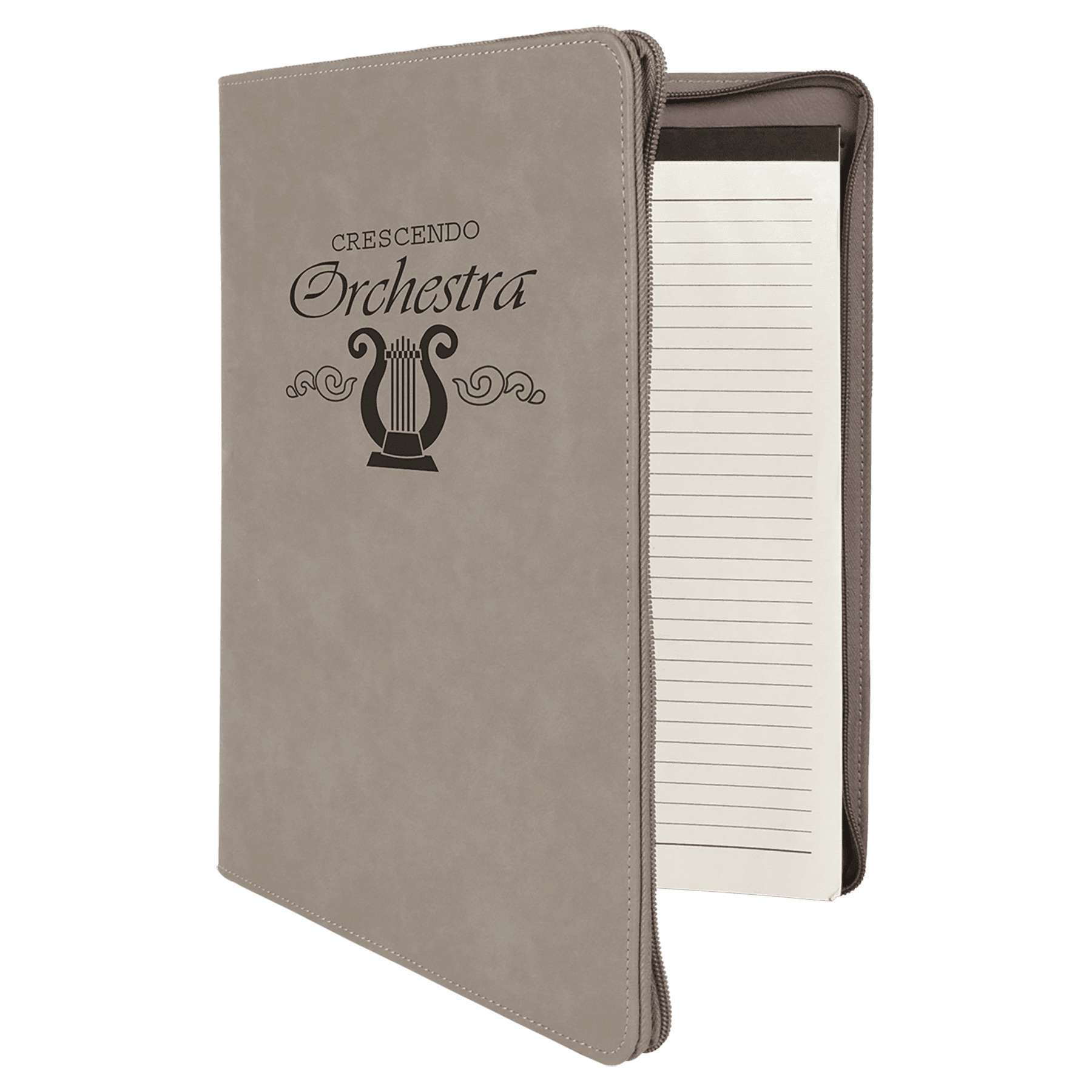 9 1/2" x 12" with Zipper Laserable Leatherette Portfolio with Notepad