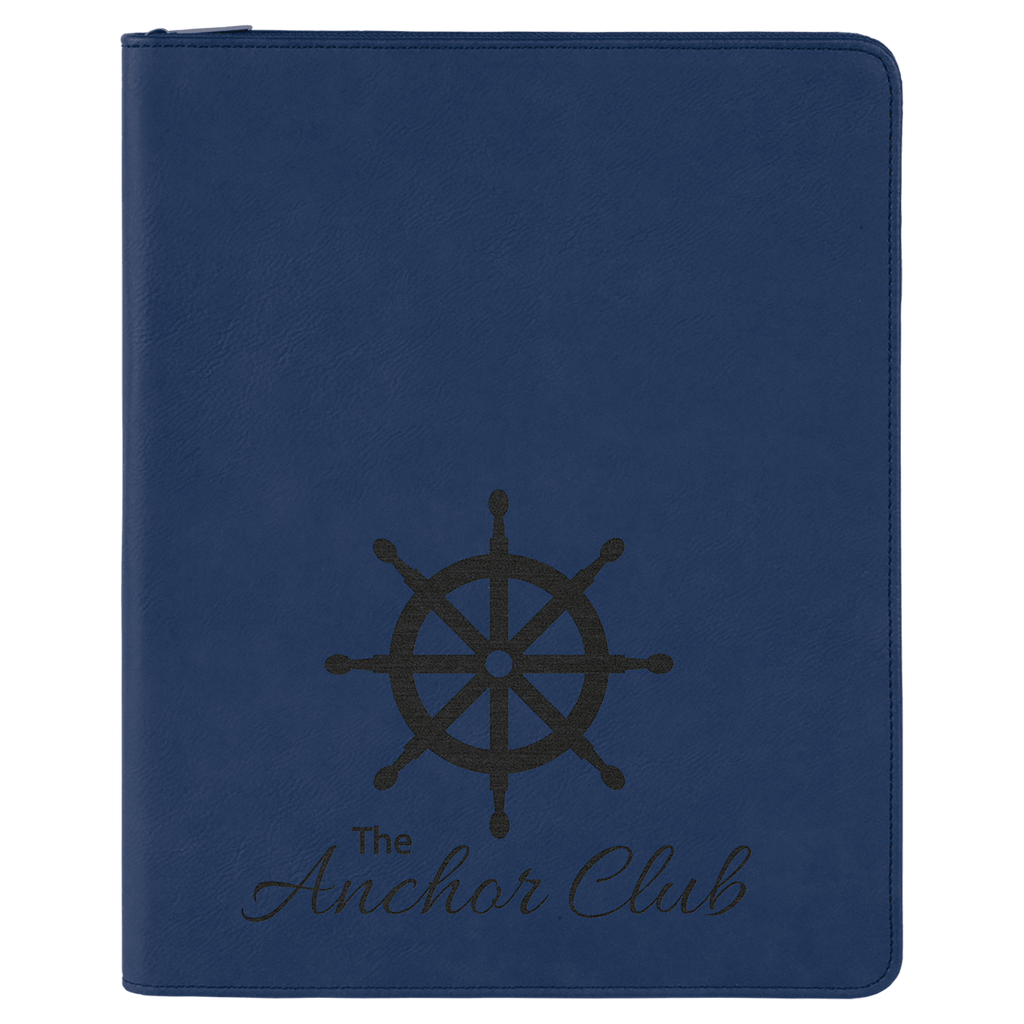 9 1/2" x 12"/Black with Zipper Laserable Leatherette Portfolio with Notepad