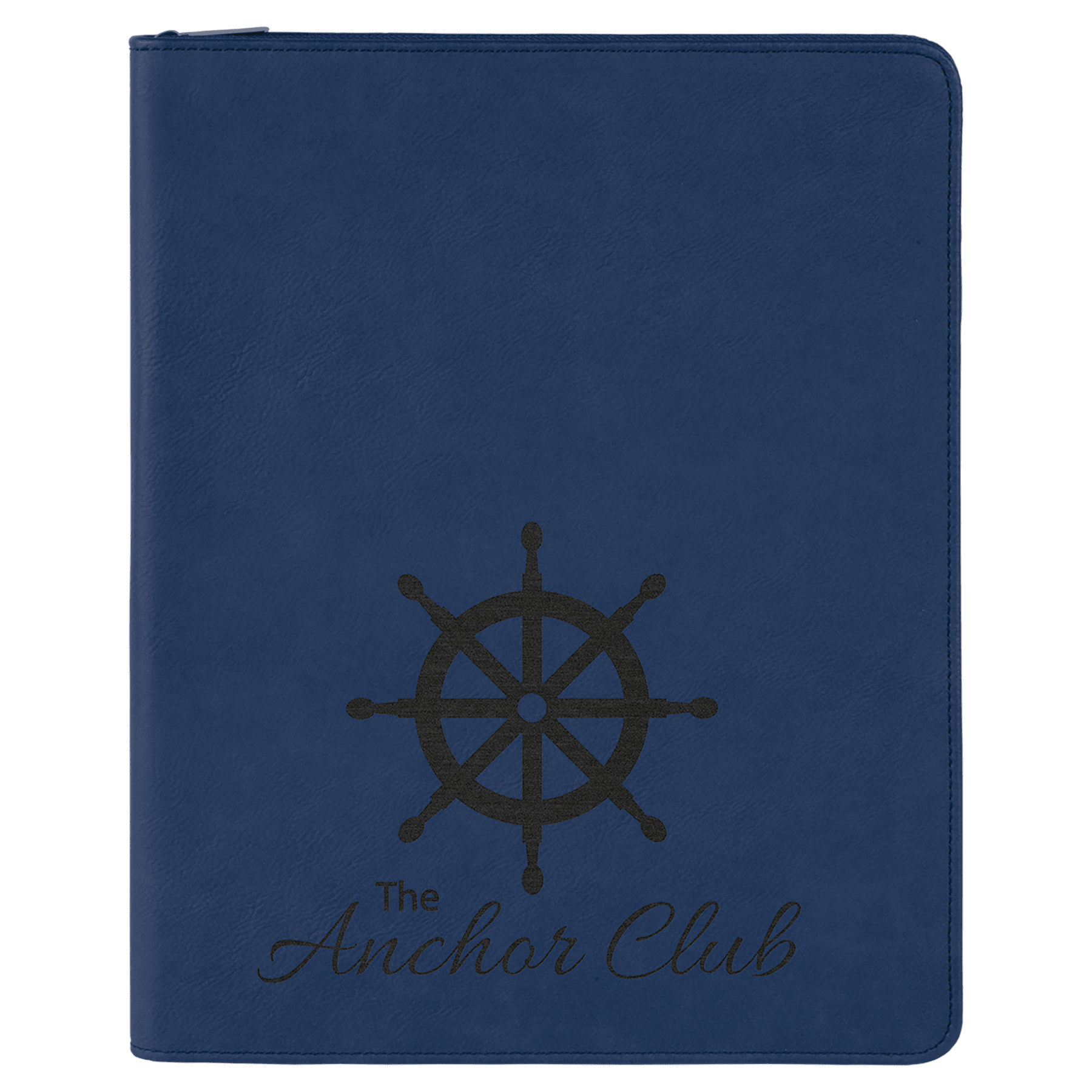 9 1/2" x 12"/Black with Zipper Laserable Leatherette Portfolio with Notepad
