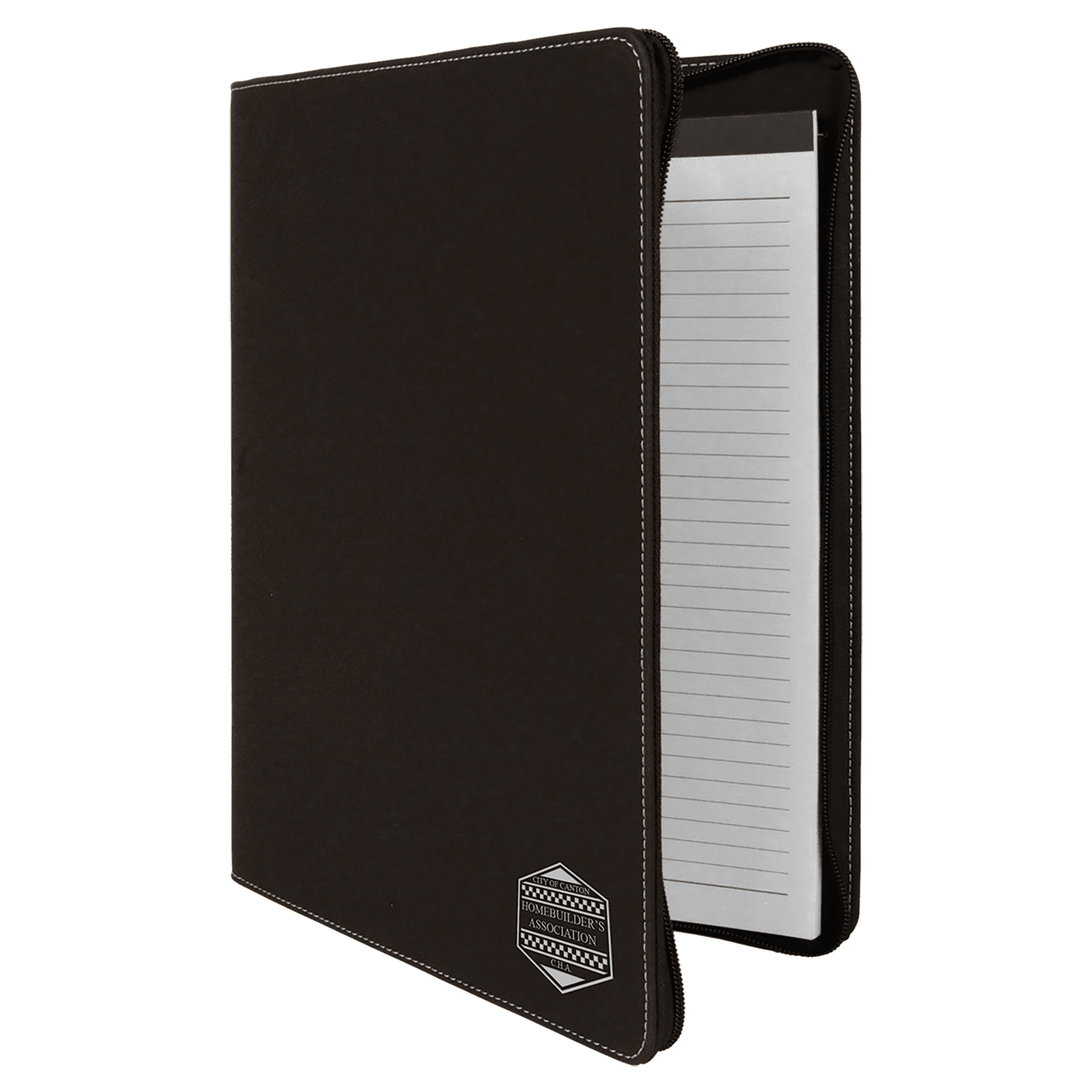 9 1/2" x 12"/Silver w/Zipper Laserable Leatherette Portfolio with Notepad