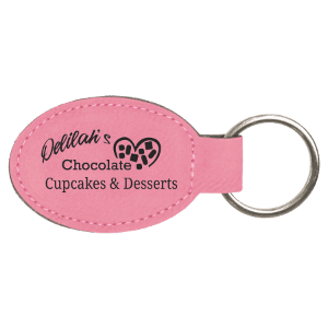 3" x 1 3/4" Laserable Leatherette Oval Keychain
