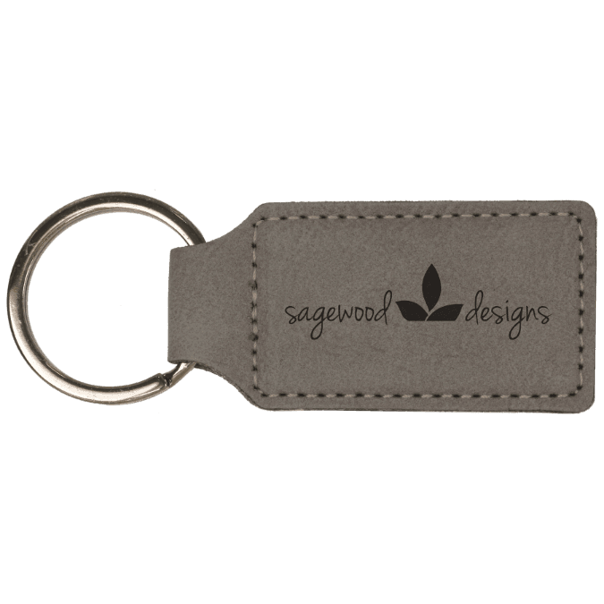2 3/4" x 1 1/4" Laserable Leatherette Rectangle Keychain