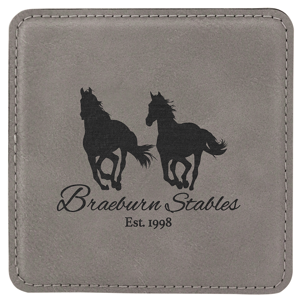4" x 4" Square Laserable Leatherette Coaster