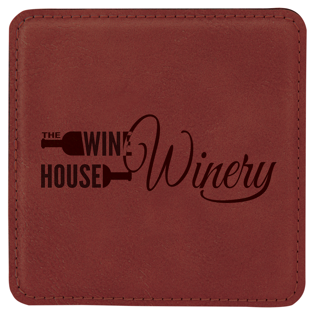 4" x 4" Square Laserable Leatherette Coaster