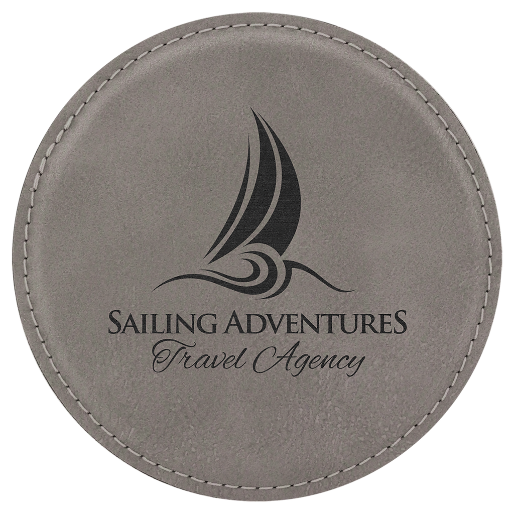 4" Round Laserable Leatherette Coaster