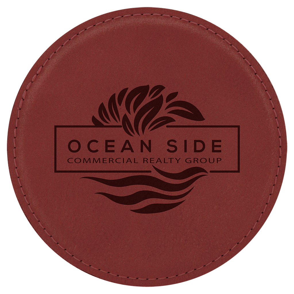 4" Round Laserable Leatherette Coaster