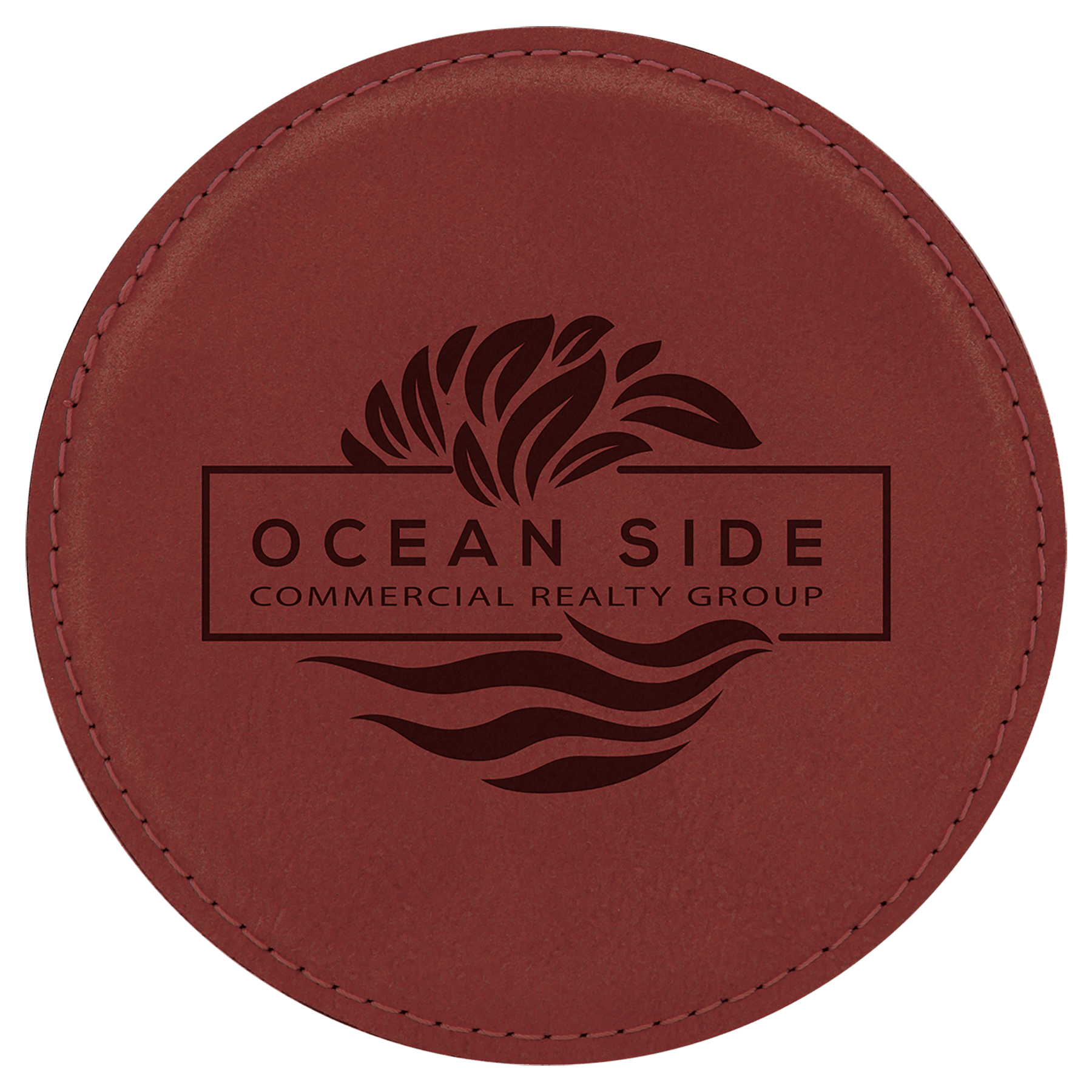 4" Round Laserable Leatherette Coaster