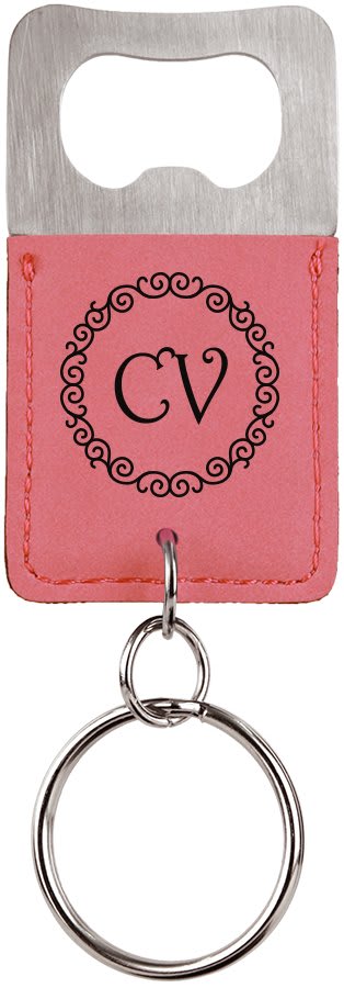 Rectangle Laserable Leatherette Bottle Opener Keychain