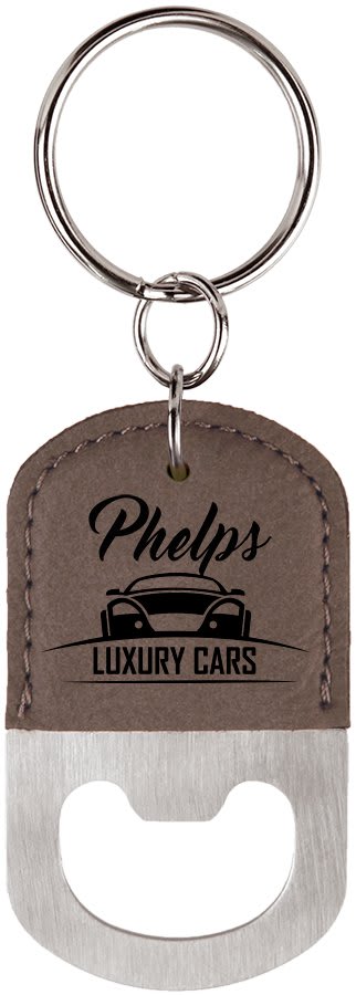 Oval Laserable Leatherette Bottle Opener Keychain